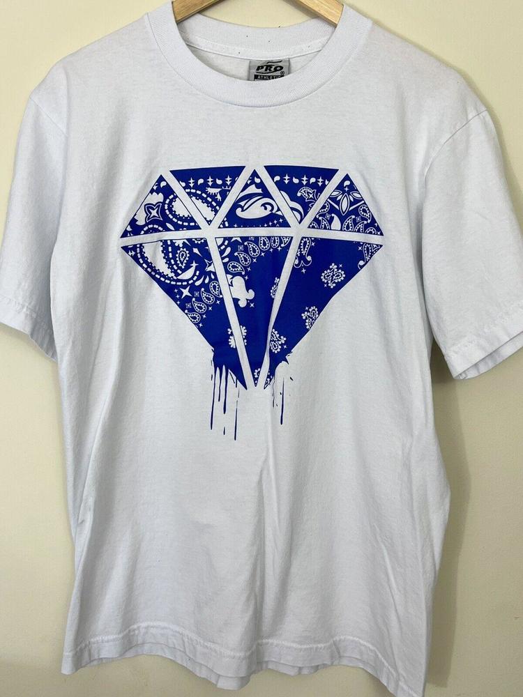 Pro 5 Tshirt Blue Bandana Paisley Drip Designs Diamond Cali Tee Athletic Medium
